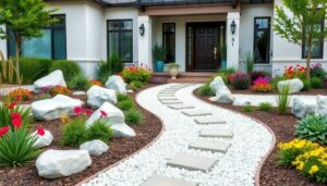 front yard white rock landscaping ideas